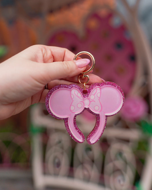Pink Mouse Ears Bag Charm